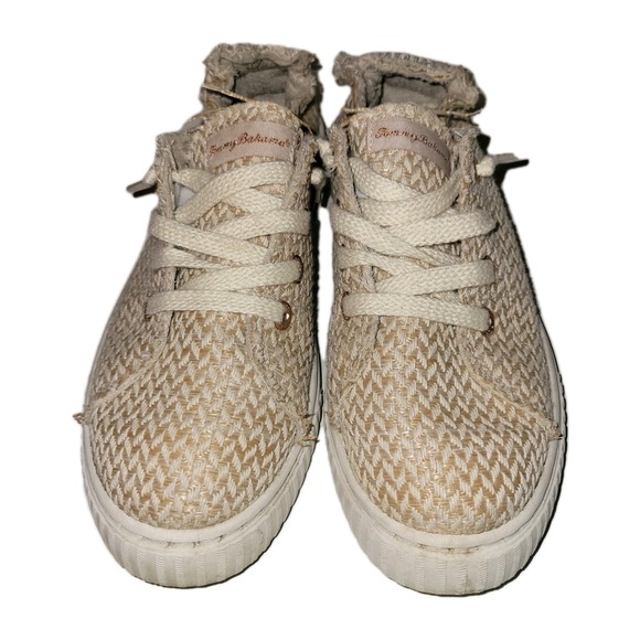Tommy Bahama Woven Linen‎ Straw Slip On Shoes Women's Size 9 Beige & Cream Beach - Picture 1 of 8